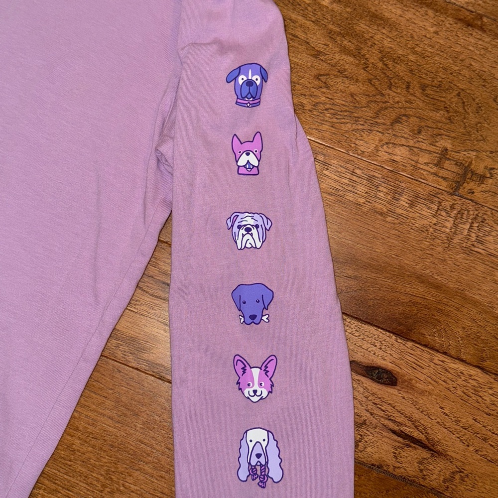 Life is Good Kids Crusher Long-Sleeve Purple Shirt - Dogs Puppies - Size L